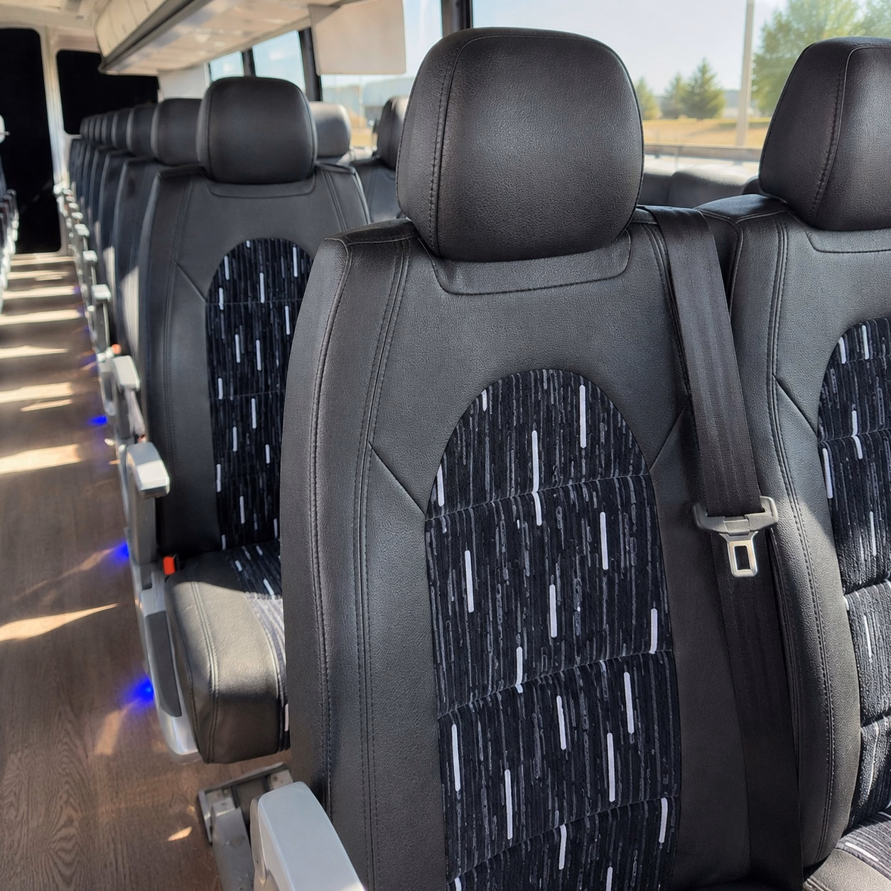 56 passenger charter bus inside